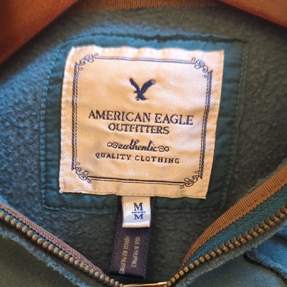 American Eagle Outfitters Blue Half-Zip Hoodie Soft Grudge Streetwear - Picture 2 of 9